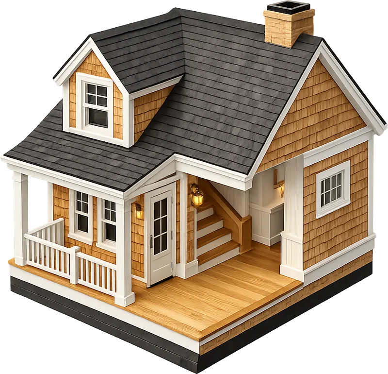 Isometric illustration of siding work on a Greater Boston home