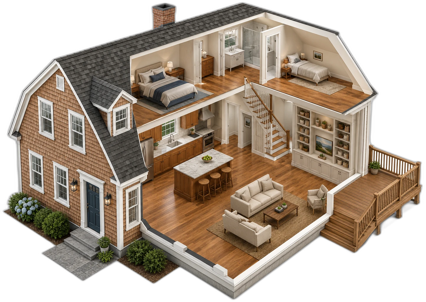 Cutaway illustration of a Greater Boston home showing each service area